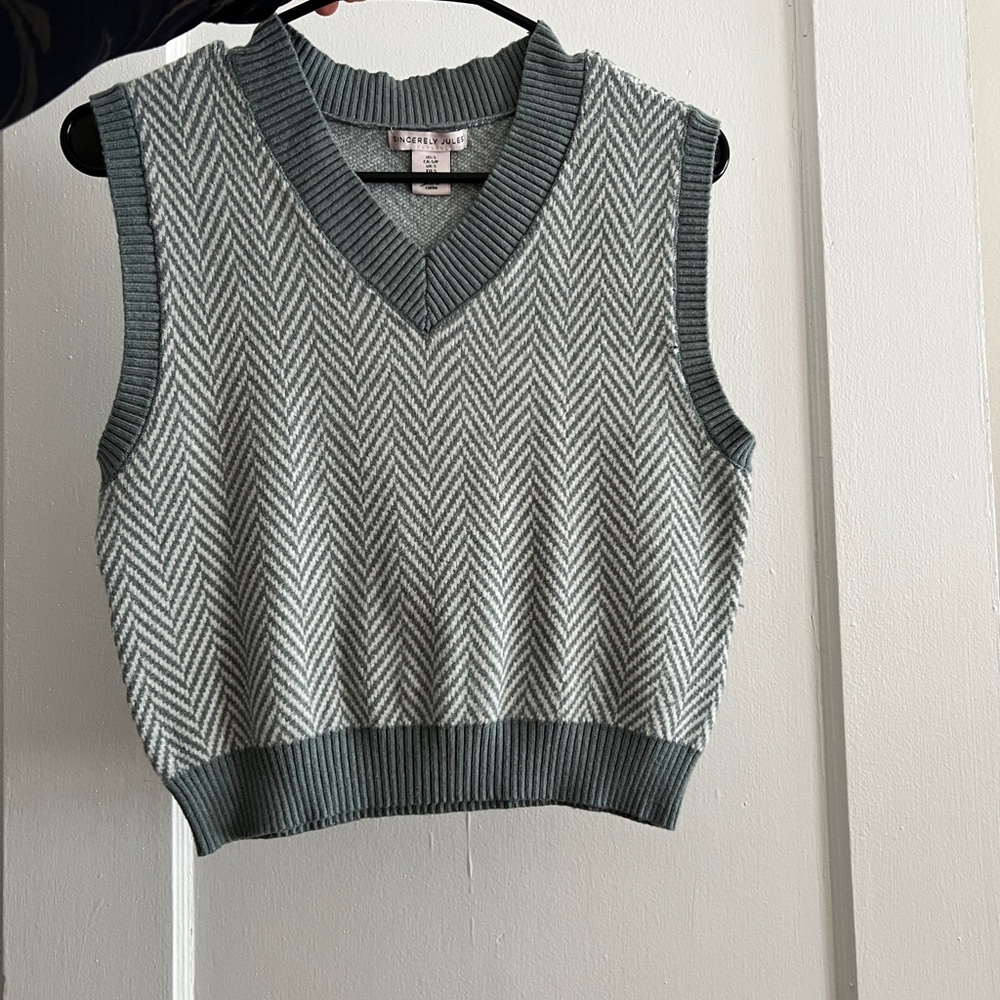 Green Chevron Sweater Vest